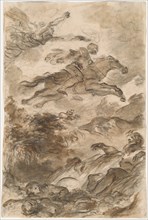 Rinaldo, Astride Baiardo, Flies Off in Pursuit of Angelica, c. 1795. Creator: Jean-Honore Fragonard.