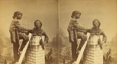 Chimney Sweeps. [Studio portrait of two young chimney sweeps], (1868-1900?). Creator: O. Pierre Havens.