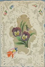 Untitled Valentine (Large Purple and Yellow Flowers), 1815/30, inscribed 1865. Creator: Dobbs, Kidd & Co.