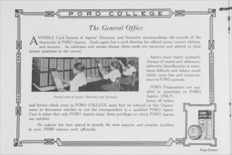 Poro College; The general office; Partial view of agents' directory and accounts, 1922. Creator: Unknown.