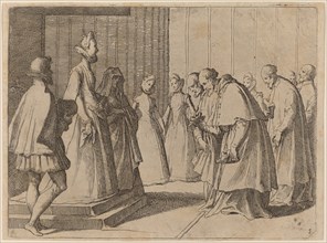 Margaret of Austria Receiving the Homage of Cardinals and Prelates, 1612. Creator: Raffaello Schiaminossi.