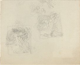 Studies for a Monument with Angels Reaching Down to a Praying Figure [recto and verso]. Creator: John Flaxman.