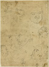 Sketches of Caricature Heads (recto), and Various Small Figures (verso), n.d. Creator: George Moutard Woodward.