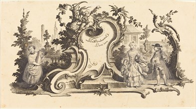 Cartouches Modernes orné avec des [diferentes Figures] (Plate VI-1 from the set). Creator: Johann Esaias Nilson.