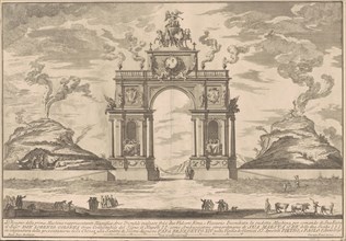 The Prima Macchina for the Chinea of 1756: A Triumphal Arch between Mount Etna..., 1756. Creator: Giuseppe Pozzi.