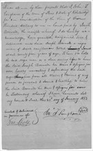 Letter stating that $500 was paid for the purchase of Joseph Boswell, signed by Langhorne, 1813. Creator: Unknown.