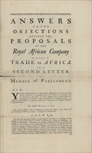 Answers to the objections against the proposals of the Royal African Company for settling..., 1748. Creator: Unknown.
