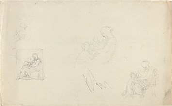 Four Studies of a Seated Woman with Children at Her Feet (Sketches for the Monument..., c. 1816?. Creator: John Flaxman.