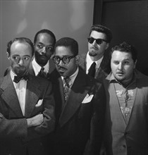 Portrait of Dave Lambert, John Simmons, Dizzy Gillespie, George Handy..., New York, 1947. Creator: William Paul Gottlieb.
