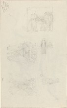 Studies of a Sickbed and Decorations for the Façade of Buckingham Palace [recto and verso], 1820/182 Creator: John Flaxman.