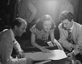 Portrait of Clyde Lombardi, Barbara Carroll, and Chuck Wayne, Downbeat, N.Y., ca. Sept. 1947. Creator: William Paul Gottlieb.