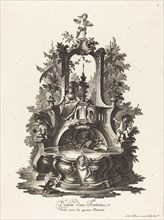 Dessein d'une Fontaine orné avec les quatre Elements (Design for a Fountain...), c. 1755/1760. Creator: Johann Esaias Nilson.