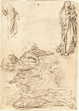 Saint Christopher, Saint John the Baptist, the Virgin and Child, and Christ Blessing (recto), 1485/1 Creator: Master of the Drapery Studies.