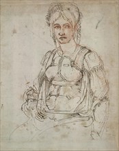 Half-length figure of a woman (Portrait of Vittoria Colonna), c. 1525. Creator: Buonarroti, Michelangelo (1475-1564).