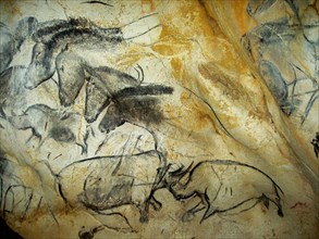 Painting in the Chauvet cave, 32,000-30,000 BC. Creator: Art of the Upper Paleolithic.