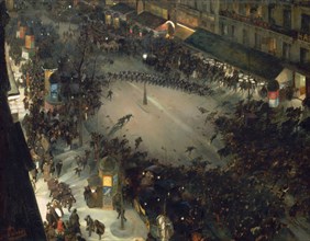 La Charge, boulevard Montmartre, 1902-1903. Creator: Devambez, André Victor Édouard (1867-1943).