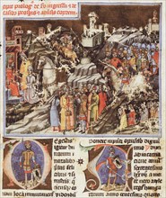 Hungarian conquest of the Carpathian Basin. Miniature from the Chronicon Pictum, ca 1365. Creator: Mark of Kalt (Kalti Mark) (active 1336-1373).