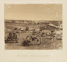 Artillery depot. Retaken Russian Battery. From: Souvenir de la Guerre de Crimee, 1855. Creator: Méhédin, Léon-Eugène (1828-1905).