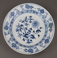 Meissen porcelain plate, onion pattern, 1774-1814. Creator: West European Applied Art.