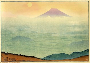 Mount Fuji seen from Lake Shoji, 1916. Creator: Bartlett, Charles William (1860-1940).