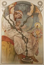 Poster for the exhibition The Slav Epic (Slovanská epopej), 1928. Creator: Mucha, Alfons Marie (1860-1939).