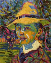 Self-Portrait with a Pipe, 1907. Creator: Kirchner, Ernst Ludwig (1880-1938).