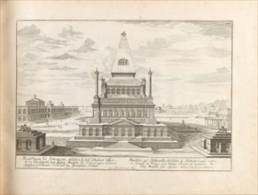 The Mausoleum at Halicarnassus. From "Entwurff einer historischen Architektur", 1725. Creator: Fischer von Erlach, Johann Bernhard (1656-1723).