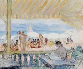 Véranda sur la Plage de Cannes. Creator: Lebasque, Henri (1865-1937).