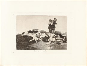 Los Desastres de la Guerra (The Disasters of War), Plate 18: Enterrar y callar (Bury them..., 1810s. Creator: Goya, Francisco, de (1746-1828).