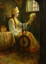 Boyarynya at the Spinning Wheel. Creator: Miloradovich, Sergei Dmitrievich (1851-1943).