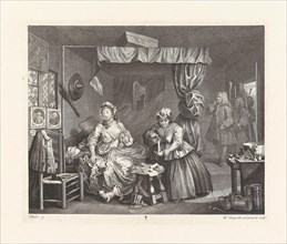 A Harlot's Progress. Plate 3: Moll has gone from kept woman to common prostitute, 1732. Creator: Hogarth, William (1697-1764).