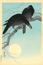Crows in the moonlight, 1927. Creator: Ohara, Koson (1877-1945).