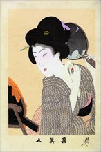 Applying powder to neck (Shin Bijin), 1897. Creator: Chikanobu, Toyohara (Yoshu) (1838-1912).