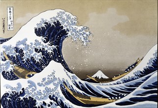 'Kanagawa Coast', painting from the series '36 Views of Mount Fuji', 1834. Creator: Hokusai, Katsushika (1760 -1849).