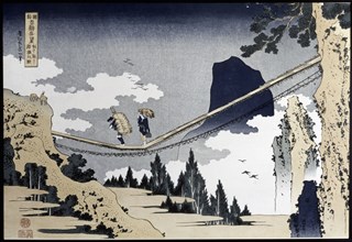 'Niigata', painting from the series 'Bridges', 19th century . Creator: Hokusai, Katsushika (1760 - 1849).