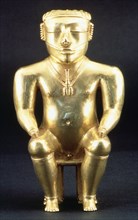Anthropomorphic figure made of gold, used as a container for lime, depicts a..., 7th-11th century. Creator: Unknown.