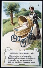 Collection of stickers 'Scale of life' number 1, 20th century. Creator: Mestres, Apeles (1854 - 1936).
