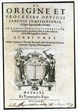 Cover of the work 'De origine et progressu officci sanctae, Inquisitionis', 1598. Creator: Paramo, Luis del.