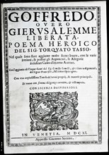 Goff'G'Goffredo overo Gerusalemme liberata', cover of the heroic poem of 1609-1611. Creator: Tasso, Torcuato (1544-1595).