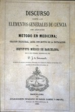 Cover of the book 'Discourse on the general elements of science ... ', 1866. Creator: Letamendi, José de, Dr. (1828 - 1897).