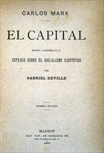 Capital, cover of the first edition in Spanish printed in Madrid in 1887. Creator: Mark, Karl (1818 - 1883).