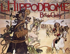 Poster announcing the show 'L'Hippodrome', installed at the Boulevard de Llichy in Paris, 1905. Creator: Orazi, Manuel (1860-1934).