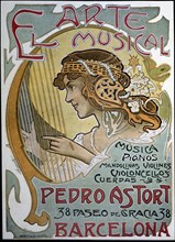 Announcement of the music trade 'El Arte Musical 'by Pedro Astort, 1901. Creator: Brunet i Forroll, Llorens (1873-1939).