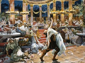 Pagan feast in the palace of Emperor Nero, 1920. Creator: Fernández-Checa y Saiz, (1860-1916) .