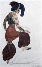 Design of the Sultana's costumes for the gala performances of Serge de Diaghilew's Russian...1907. Creator: Bakst, Leon (1866-1924).