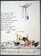 Patriotic drawing with allegories against Napoleon. Made in 1808 in the Canary Islands. Creator: Pereira, Antonio.
