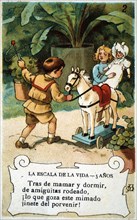 Picture card 'The scale of life'. Number 2, 1902, for the company 'Chocolates Amatller'. Creator: Mestres, Apeles. (1854-1936).