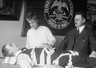 Mrs. Van H. Manning, U.S. Bureau of Mines, Left, Mine Rescue Methods, 1917. Creator: Harris & Ewing.