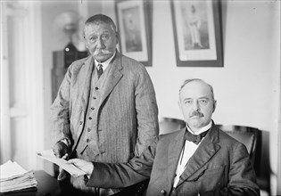 Commr. Cato Sells, Bureau of Indian Affairs, Interior Department, with Spodee, 1914. Creator: Harris & Ewing.