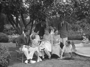 Brady, J.C., Mrs., group, seated outdoors, 1930 May 24. Creator: Arnold Genthe.